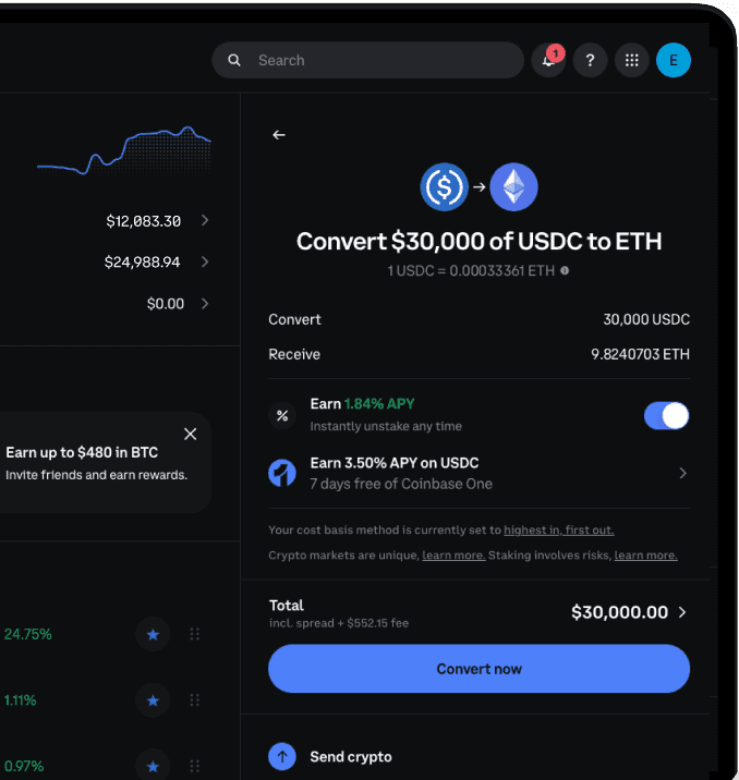 Coinbase Exchange Mockup